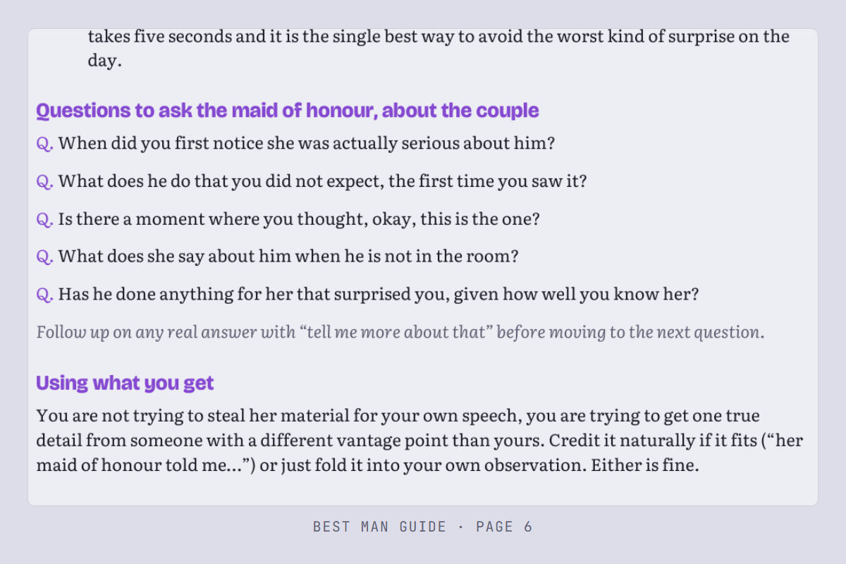 A sharp, fully readable crop of the guide page listing the five interview questions