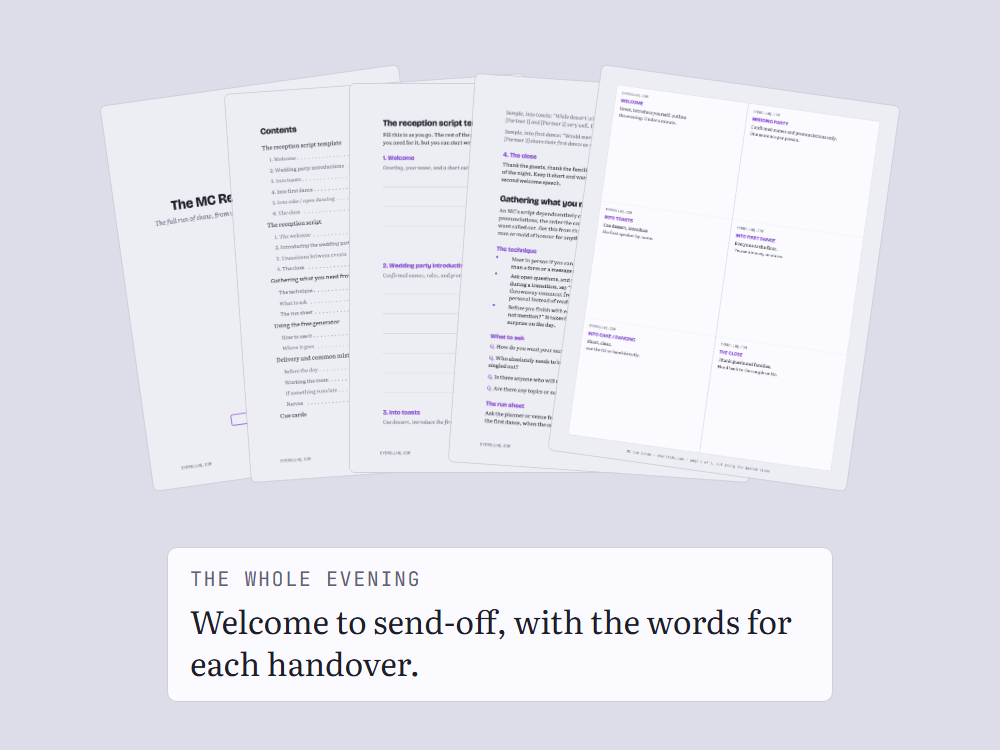 A fan of five pages from the MC guide, showing the document's real length